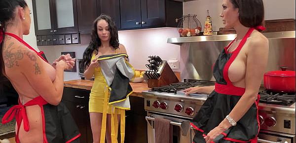  Lesbian Threesome Of Sexy Housewives In The Kitchen